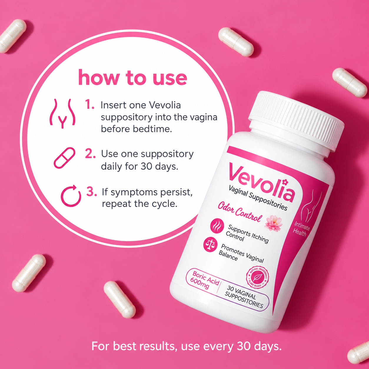 Vevolia® 600mg Boric Acid Suppositories