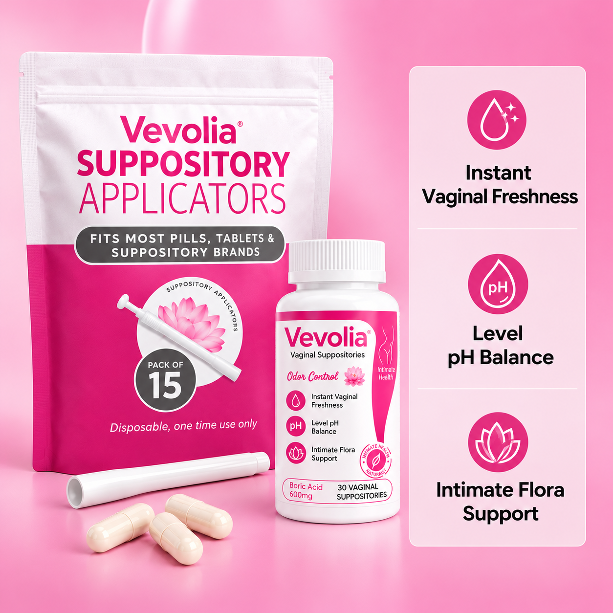 Vevolia® 600mg Boric Acid Suppositories