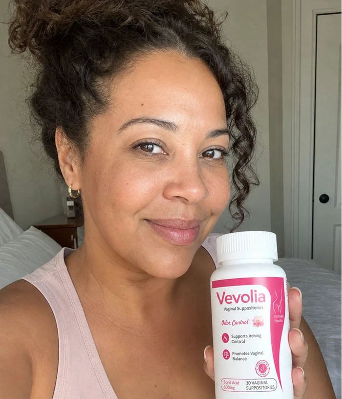Customer holding Vevolia product